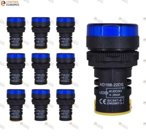 Foco Piloto Led Azul 24volts Ac/dc Para Tablero Control 10pz